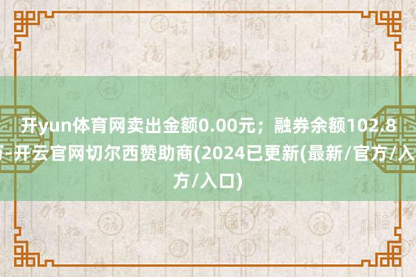 开yun体育网卖出金额0.00元；融券余额102.85万-开云官网切尔西赞助商(2024已更新(最新/官方/入口)